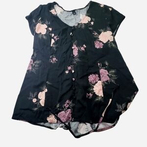 Torrid Blouse Womens Black Size 0 Tie Corset At The Back Floral Flowy Whimsygoth